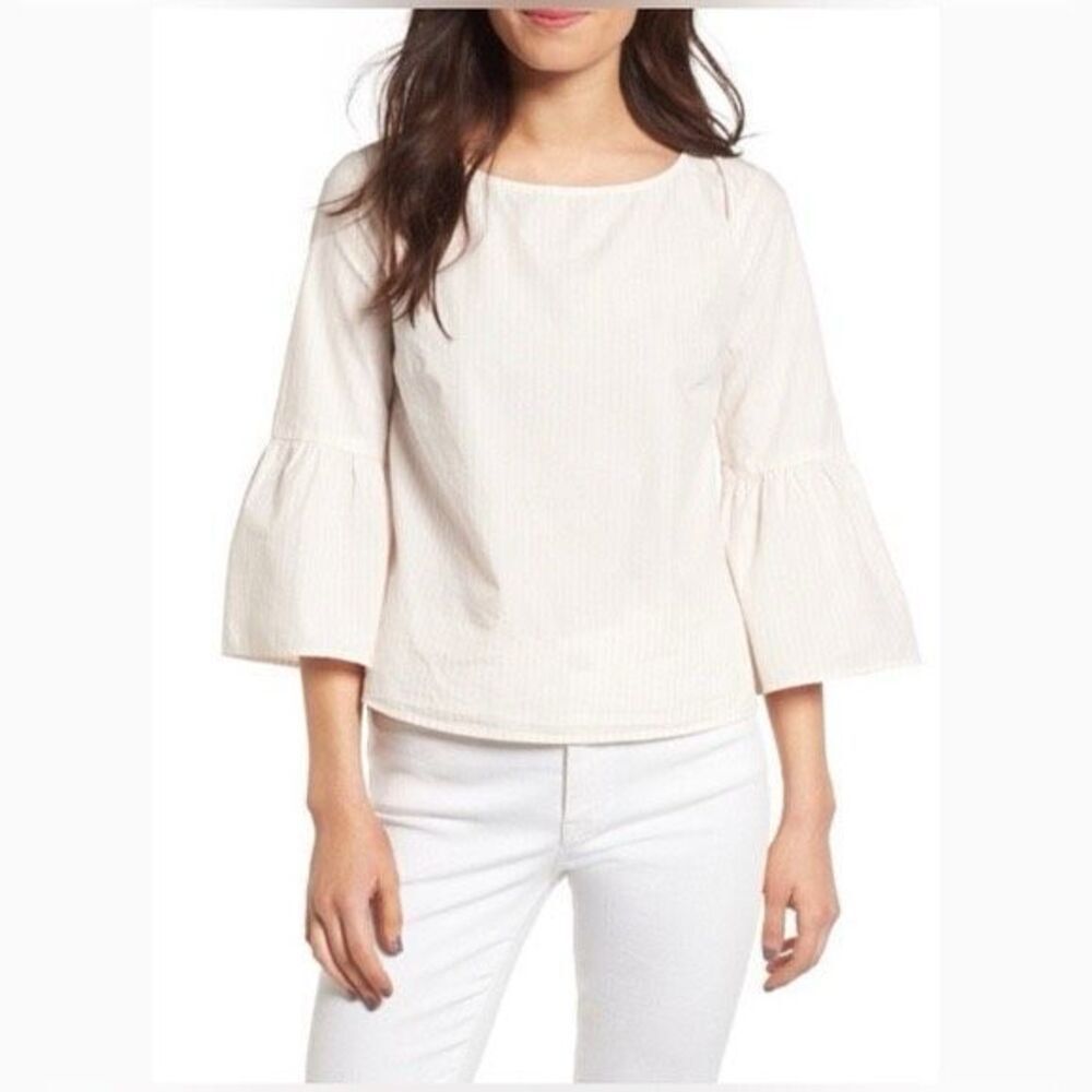 Womens Madewell Striped 3/4 Bell Sleeve Top Blouse - Sz XS